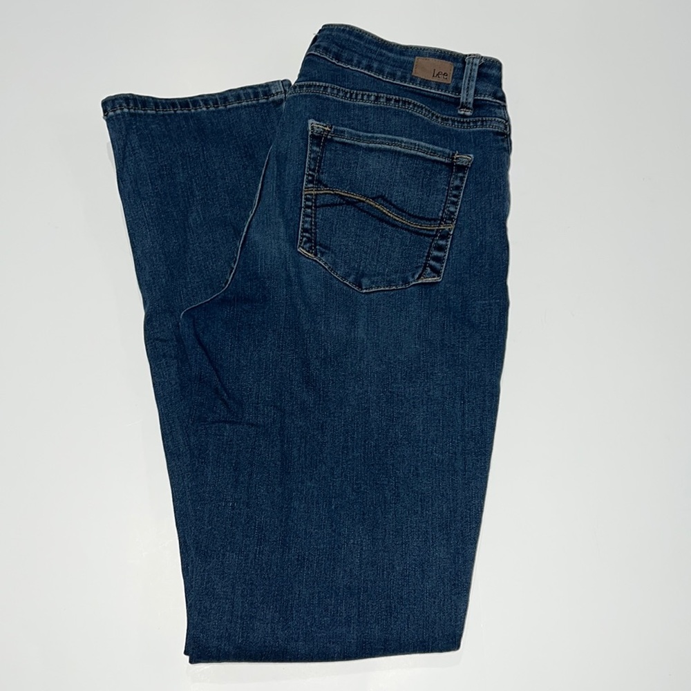 Lee Regular Fit Straight Leg Blue Jeans Mid Rise Size 8 medium